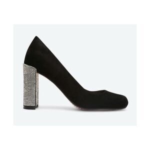 Dune London Women's Black Suede‎ Rhinestone Bling Block Heel Pumps Size 8.5